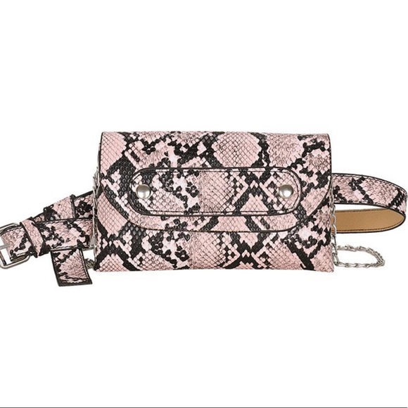 Handbags - Pink snake skin belt bag